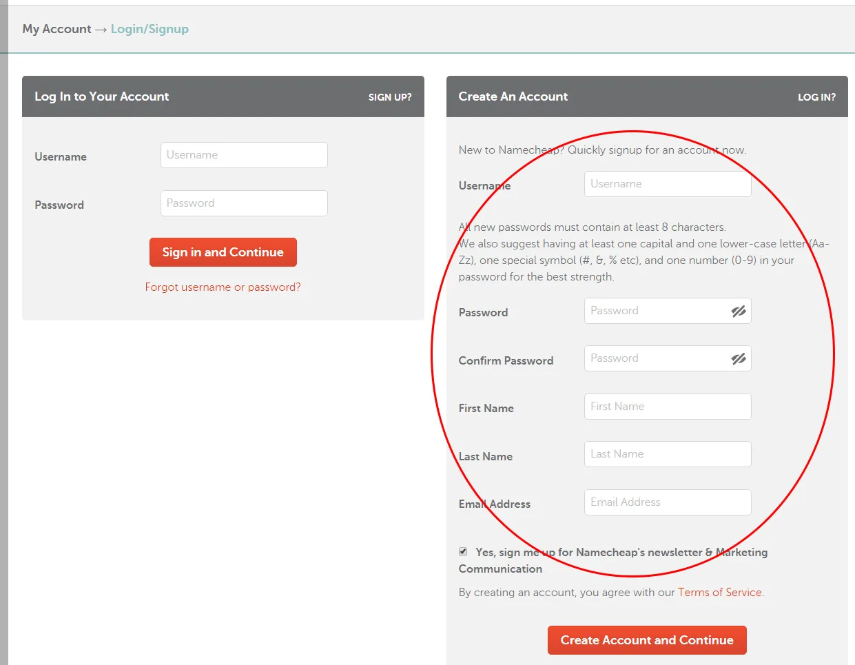 create a namecheap account or login using account by prathilaba tutorials