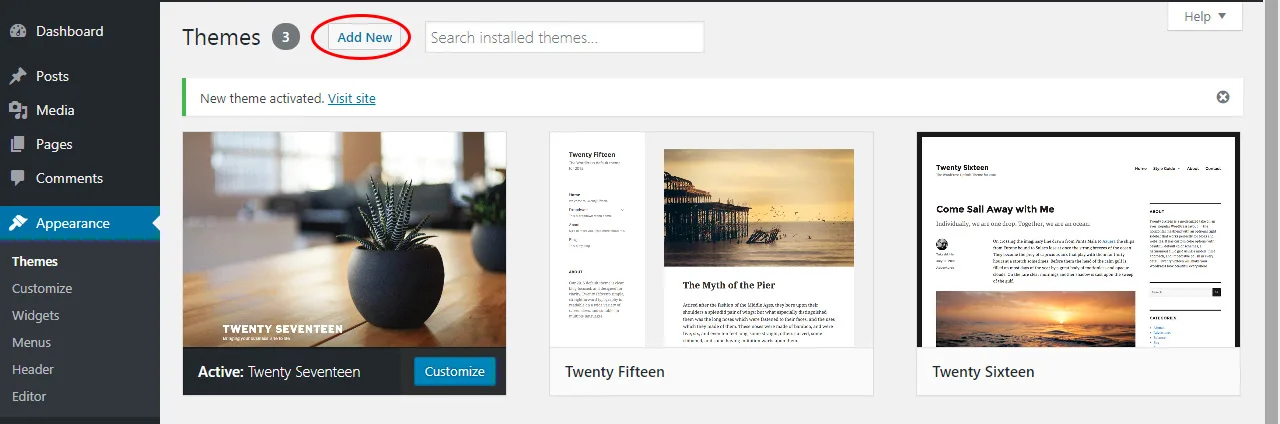 install-a-new-wordpress-theme-wordpress - Tutorial by prathilaba Sri Lanka